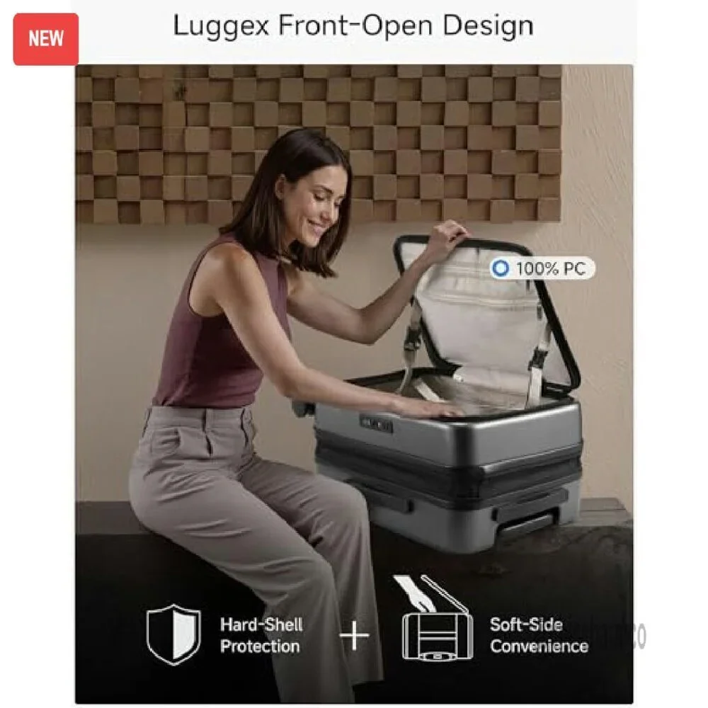Expandable Polycarbonate Hard Shell Carry-On Luggage with Wheels